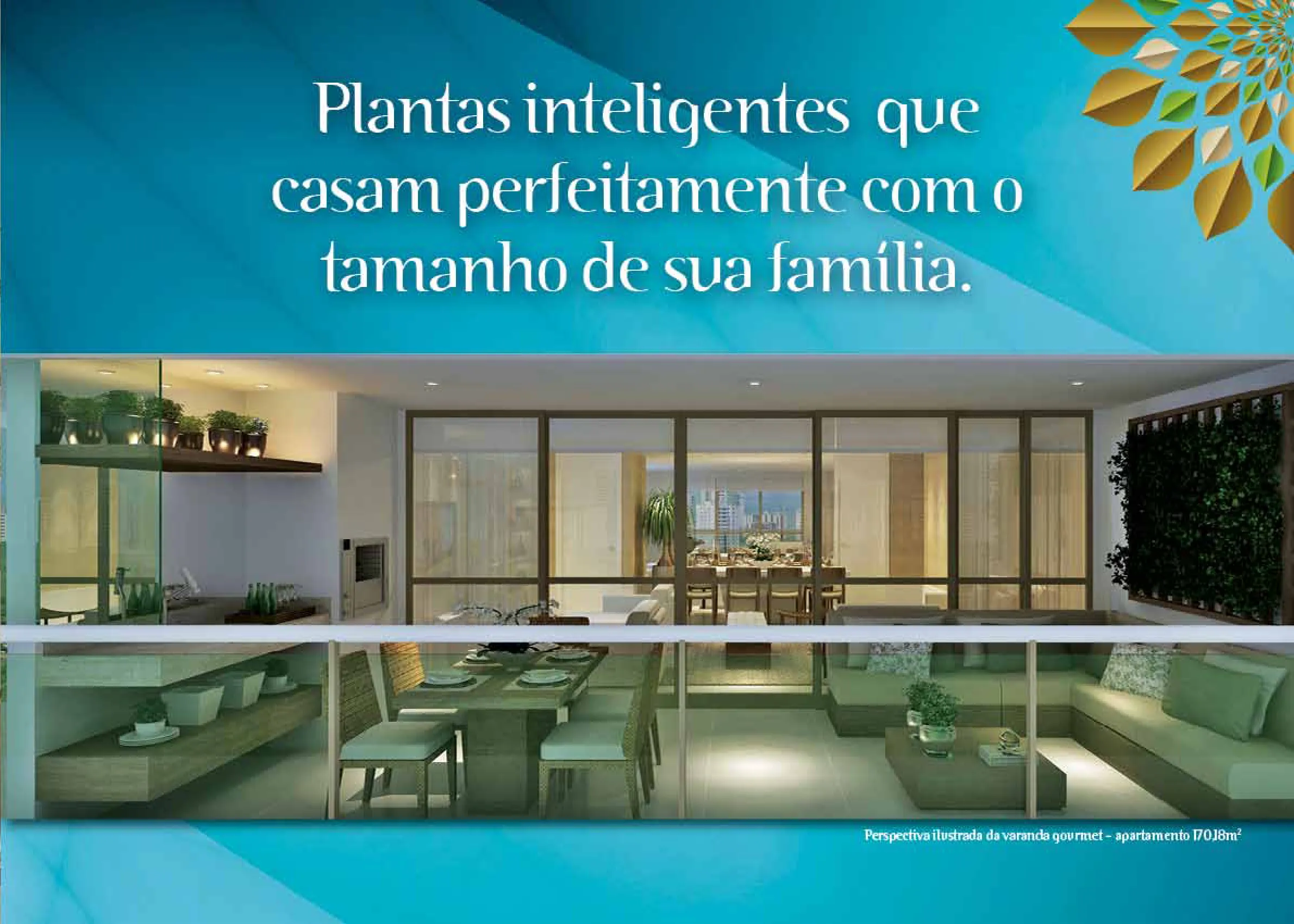 Le Parc Boa Viagem — perspectiva ilustrada da varanda gourmet do apartamento de 170,18 m²